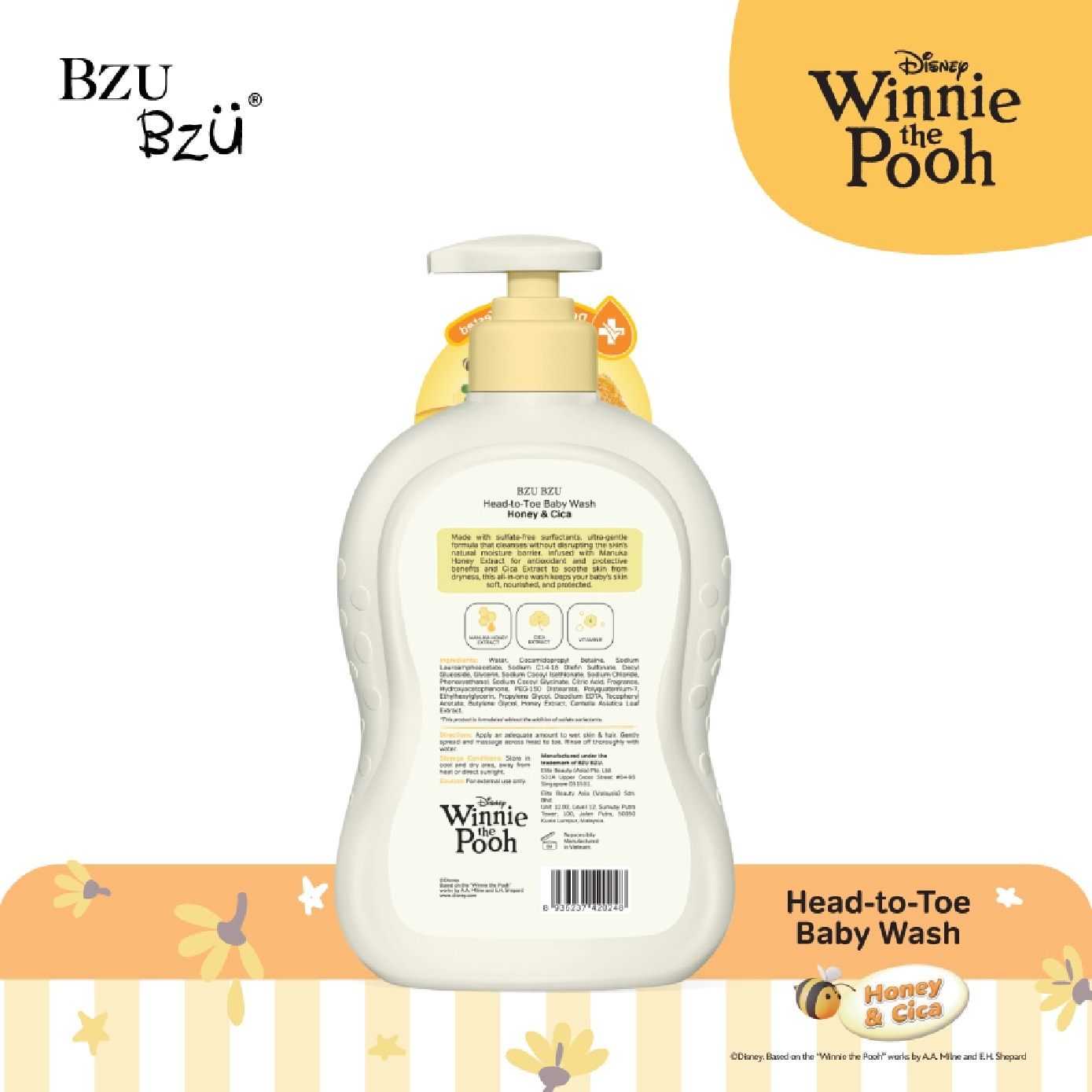 Head-to-Toe Honey & Cica Baby Wash 600ml