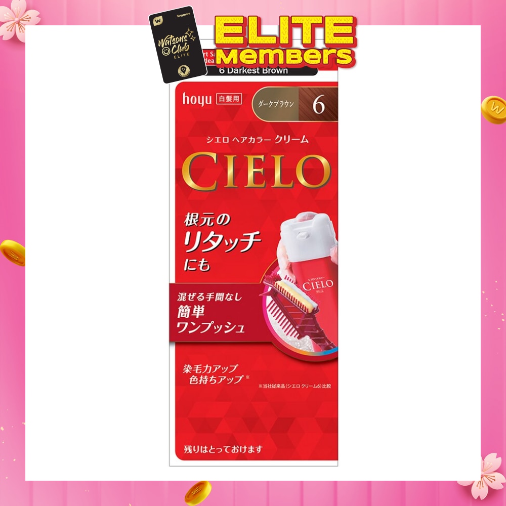 CIELO Cream Hair Color 6 Darkest Brown (For Grey Hair Coverage) 222g