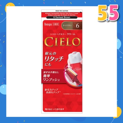 CIELO Cream Hair Color 6 Darkest Brown (For Grey Hair Coverage) 222g