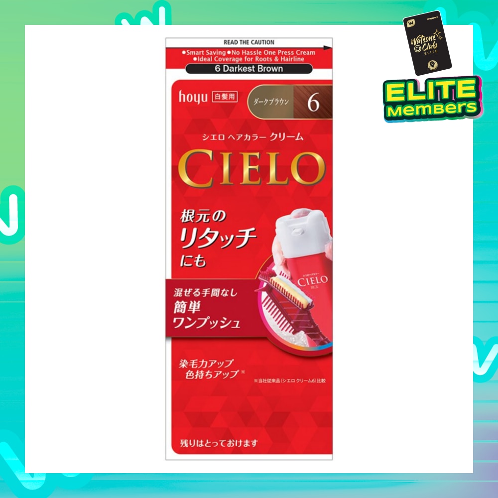 CIELO Cream Hair Color 6 Darkest Brown (For Grey Hair Coverage) 222g
