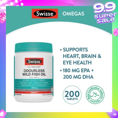 SWISSE Ultiboost Odourless High Strength Wild Fish Oil 1500mg 200 Capsules