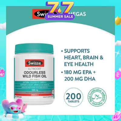 SWISSE - Ultiboost Odourless High Strength Wild Fish Oil 1500mg 200 Capsules