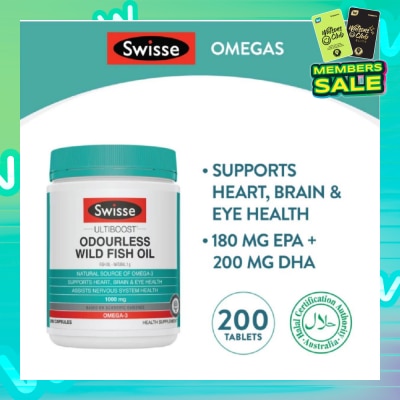 SWISSE Ultiboost Odourless High Strength Wild Fish Oil 1500mg 200 Capsules
