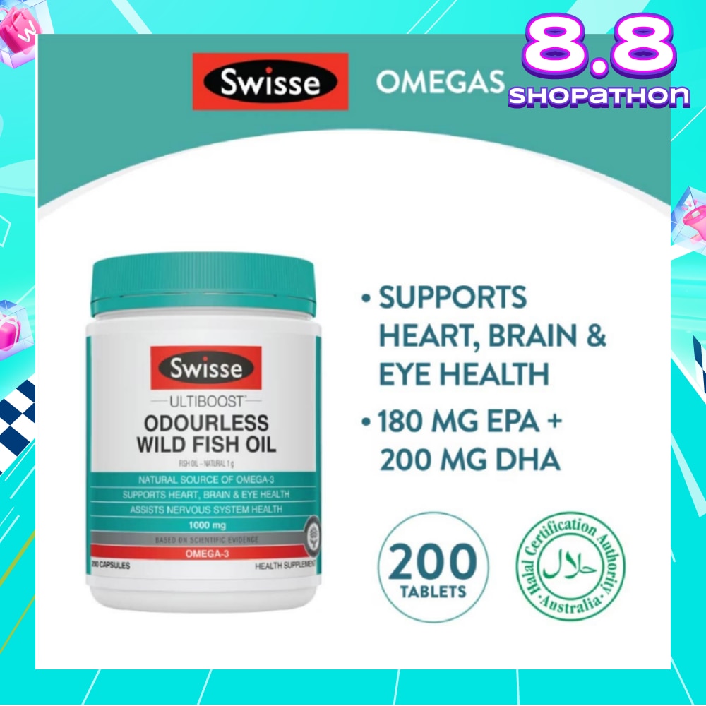 Ultiboost Odourless High Strength Wild Fish Oil 1500mg 200 Capsules