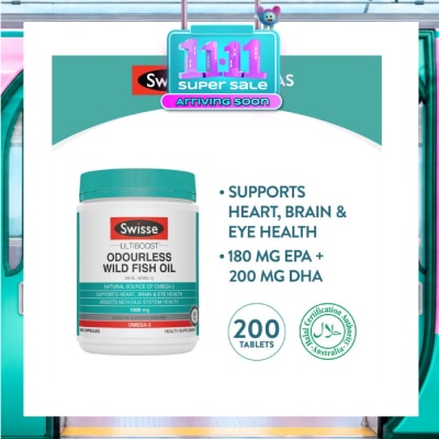 SWISSE Ultiboost Odourless High Strength Wild Fish Oil 1500mg 200 Capsules image