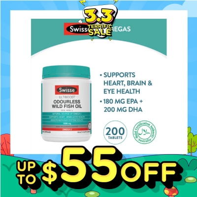 SWISSE Ultiboost Odourless High Strength Wild Fish Oil 1500mg 200 Capsules