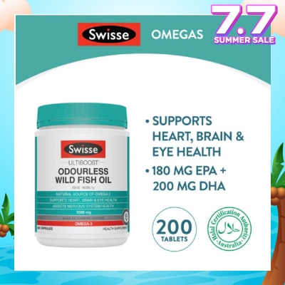 SWISSE Ultiboost Odourless High Strength Wild Fish Oil 1500mg 200 Capsules