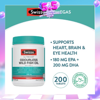 SWISSE - Ultiboost Odourless High Strength Wild Fish Oil 1500mg 200 Capsules
