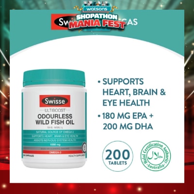 SWISSE - Ultiboost Odourless High Strength Wild Fish Oil 1500mg 200 Capsules