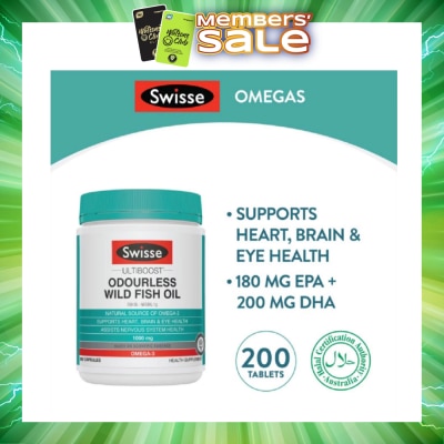 SWISSE - Ultiboost Odourless High Strength Wild Fish Oil 1500mg 200 Capsules