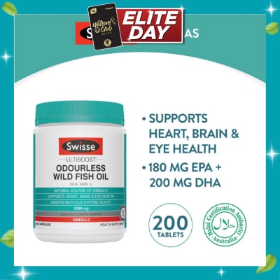 SWISSE Ultiboost Odourless High Strength Wild Fish Oil 1500mg 200 Capsules image