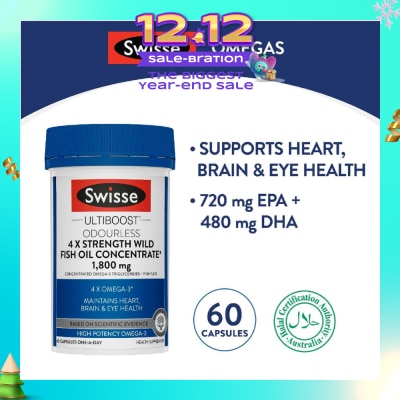 SWISSE Ultiboost 4x Strength Wild Fish Oil Concentrated Capsules 1800mg 60s