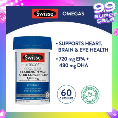 SWISSE Ultiboost 4x Strength Wild Fish Oil Concentrated Capsules 1800mg 60s