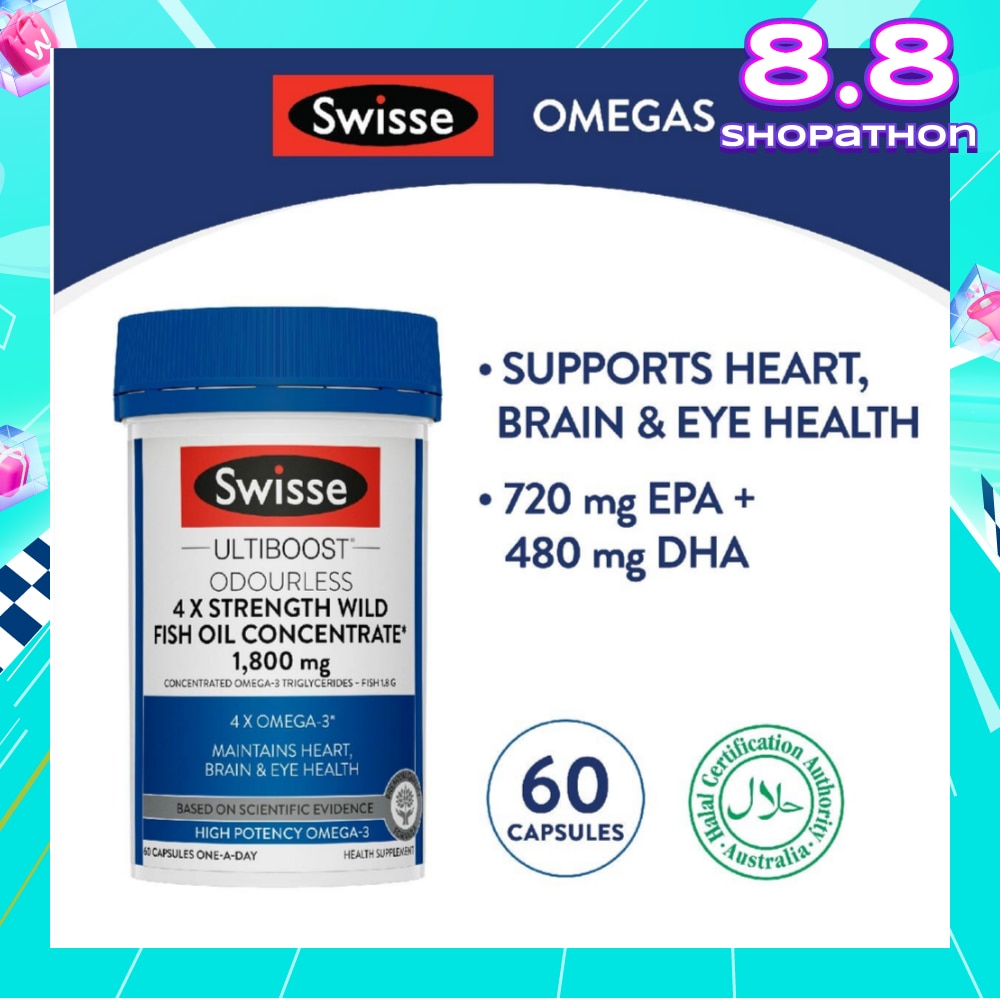 Ultiboost 4x Strength Wild Fish Oil Concentrated Capsules 1800mg 60s