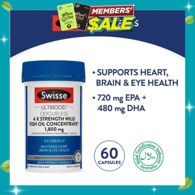 SWISSE Ultiboost 4x Strength Wild Fish Oil Concentrated Capsules 1800mg 60s image