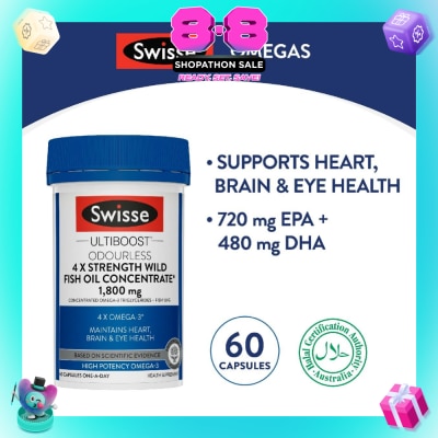 SWISSE - Ultiboost 4x Strength Wild Fish Oil Concentrated Capsules 1800mg 60s