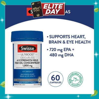 SWISSE Ultiboost 4x Strength Wild Fish Oil Concentrated Capsules 1800mg 60s image
