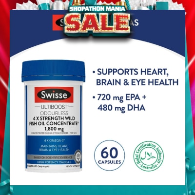 SWISSE - Ultiboost 4x Strength Wild Fish Oil Concentrated Capsules 1800mg 60s