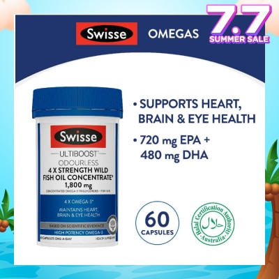 SWISSE Ultiboost 4x Strength Wild Fish Oil Concentrated Capsules 1800mg 60s