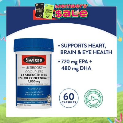 SWISSE - Ultiboost 4x Strength Wild Fish Oil Concentrated Capsules 1800mg 60s