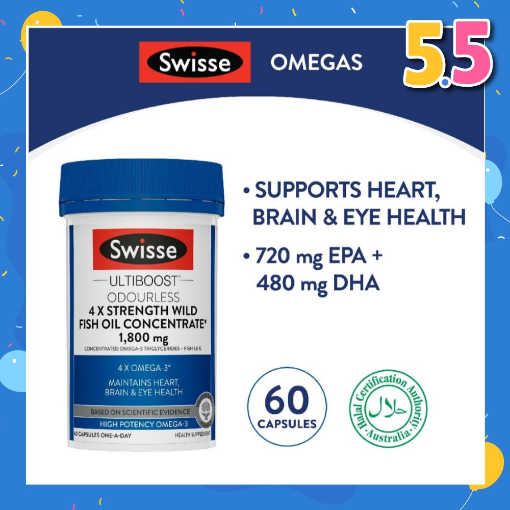 Ultiboost 4x Strength Wild Fish Oil Concentrated Capsules 1800mg 60s