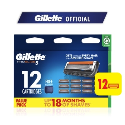GILLETTE - ProGlide 5 FlexBall Razor Blade Cartridge Refills 12s + Free Razor Cap 1s