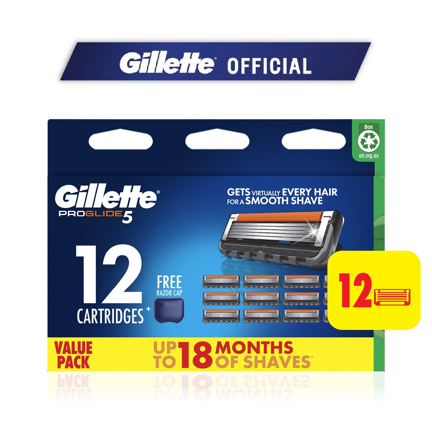 ProGlide 5 FlexBall Razor Blade Cartridge Refills 12s + Free Razor Cap 1s