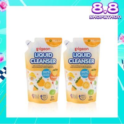 PIGEON Liquid Cleanser Yuzu Refill (Kills 99.99% Bacteria + Suitable Use for 0+ Month onwards) 650ml x 2s