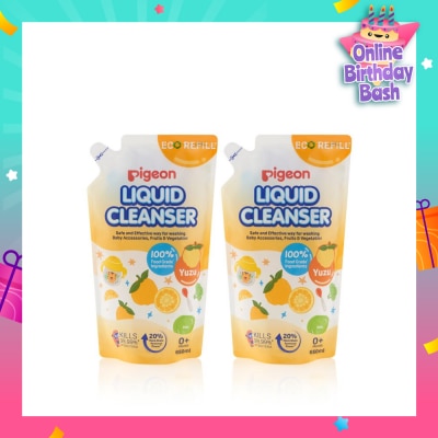 PIGEON Liquid Cleanser Yuzu Refill (Kills 99.99% Bacteria + Suitable Use for 0+ Month onwards) 650ml x 2s