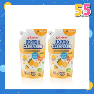 PIGEON Liquid Cleanser Yuzu Refill (Kills 99.99% Bacteria + Suitable Use for 0+ Month onwards) 650ml x 2s