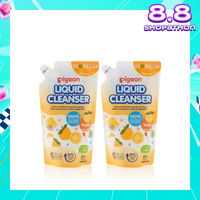 PIGEON Liquid Cleanser Yuzu Refill (Kills 99.99% Bacteria + Suitable Use for 0+ Month onwards) 650ml x 2s