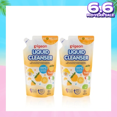 PIGEON Liquid Cleanser Yuzu Refill (Kills 99.99% Bacteria + Suitable Use for 0+ Month onwards) 650ml x 2s