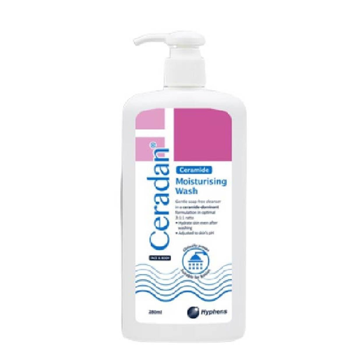 Moisturising Wash (Gentle, Lathering, Soap-free + 3:1:1 Ceramide-dominant + For Eczema-prone, Dry & Sensitive Skin) 280ml