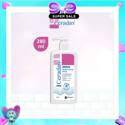 CERADAN - Moisturising Wash (Gentle, Lathering, Soap-free + 3:1:1 Ceramide-dominant + For Eczema-prone, Dry & Sensitive Skin) 280ml image