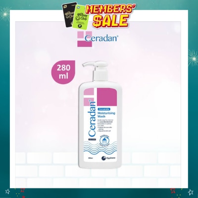 CERADAN - Moisturising Wash (Gentle, Lathering, Soap-free + 3:1:1 Ceramide-dominant + For Eczema-prone, Dry & Sensitive Skin) 280ml