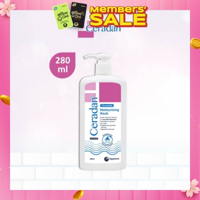 CERADAN Moisturising Wash (Gentle, Lathering, Soap-free + 3:1:1 Ceramide-dominant + For Eczema-prone, Dry & Sensitive Skin) 280ml