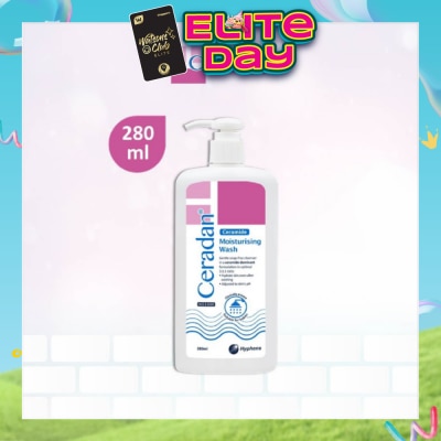 CERADAN - Moisturising Wash (Gentle, Lathering, Soap-free + 3:1:1 Ceramide-dominant + For Eczema-prone, Dry & Sensitive Skin) 280ml
