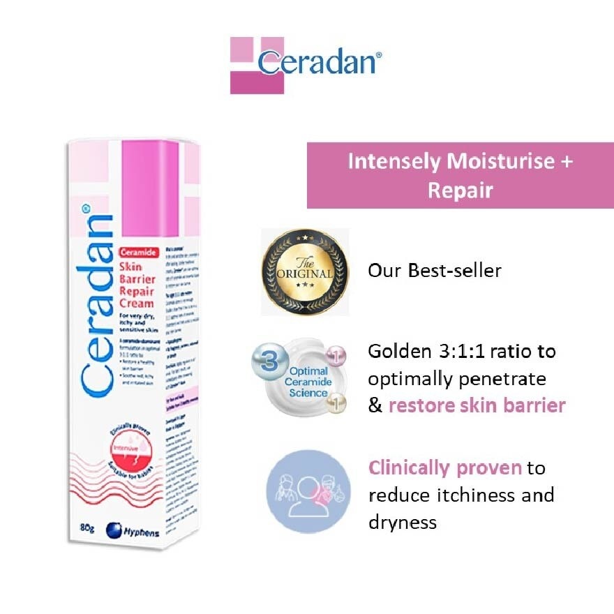 Skin Barrier Repair Cream (3:1:1 Ceramide-dominant Moisturizer + For Eczema-prone, Dry & Sensitive Skin) 80g