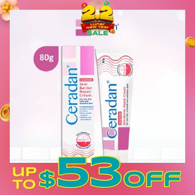CERADAN Skin Barrier Repair Cream (3:1:1 Ceramide-dominant Moisturizer + For Eczema-prone, Dry & Sensitive Skin) 80g