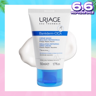 URIAGE Bariederm CICA Insulating Repairing Hand Cream (Protects + Repair + Nourishes Skin + Suitable for Atopy-Prone Dry Skin) 50ml