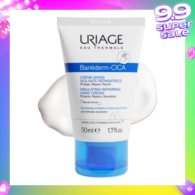 URIAGE Bariederm CICA Insulating Repairing Hand Cream (Protects + Repair + Nourishes Skin + Suitable for Atopy-Prone Dry Skin) 50ml