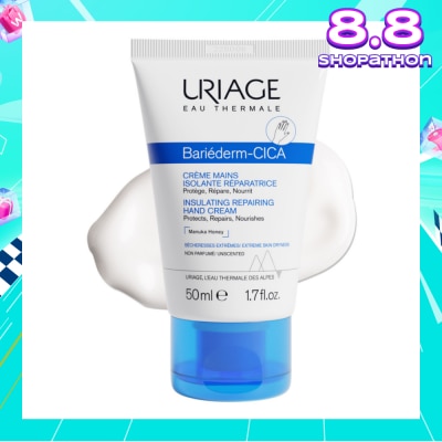 URIAGE Bariederm CICA Insulating Repairing Hand Cream (Protects + Repair + Nourishes Skin + Suitable for Atopy-Prone Dry Skin) 50ml