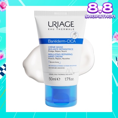 URIAGE Bariederm CICA Insulating Repairing Hand Cream (Protects + Repair + Nourishes Skin + Suitable for Atopy-Prone Dry Skin) 50ml