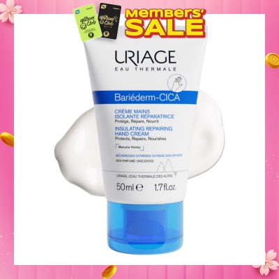 URIAGE Bariederm CICA Insulating Repairing Hand Cream (Protects + Repair + Nourishes Skin + Suitable for Atopy-Prone Dry Skin) 50ml
