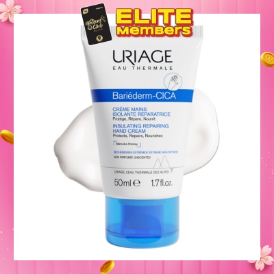 URIAGE Bariederm CICA Insulating Repairing Hand Cream (Protects + Repair + Nourishes Skin + Suitable for Atopy-Prone Dry Skin) 50ml
