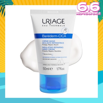 URIAGE Bariederm CICA Insulating Repairing Hand Cream (Protects + Repair + Nourishes Skin + Suitable for Atopy-Prone Dry Skin) 50ml