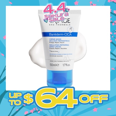 URIAGE - Bariederm CICA Insulating Repairing Hand Cream (Protects + Repair + Nourishes Skin + Suitable for Atopy-Prone Dry Skin) 50ml