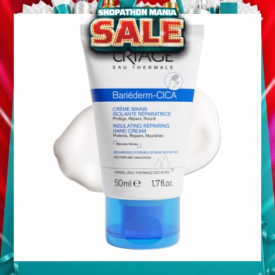 URIAGE - Bariederm CICA Insulating Repairing Hand Cream (Protects + Repair + Nourishes Skin + Suitable for Atopy-Prone Dry Skin) 50ml