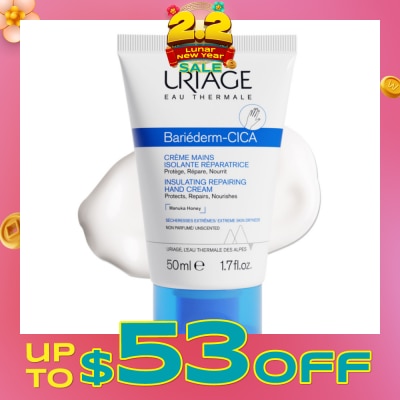 URIAGE Bariederm CICA Insulating Repairing Hand Cream (Protects + Repair + Nourishes Skin + Suitable for Atopy-Prone Dry Skin) 50ml