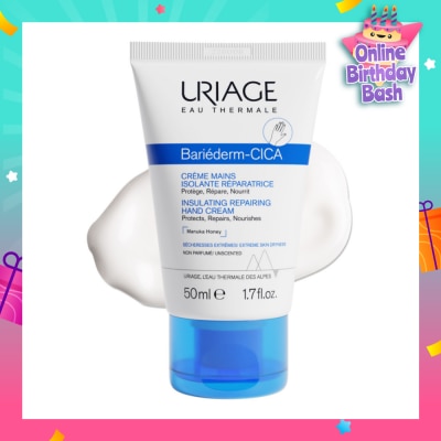 URIAGE Bariederm CICA Insulating Repairing Hand Cream (Protects + Repair + Nourishes Skin + Suitable for Atopy-Prone Dry Skin) 50ml